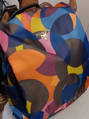 POA-BA Gold Logo Multicolor Circle Print Backpack